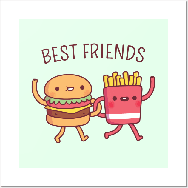 Cute Burger And Fries, Best Friends Funny Wall Art by rustydoodle